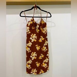 Brown Floral Halter Dress Size S